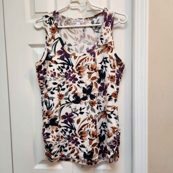 [M] Warehouse One Sleeveless Women's Top Sz Medium brown & white design - Picture 1 of 10